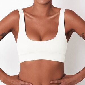 Fae Swim Maven Minimalist Scoop Neck Bikini Top Womens Small Ivory White